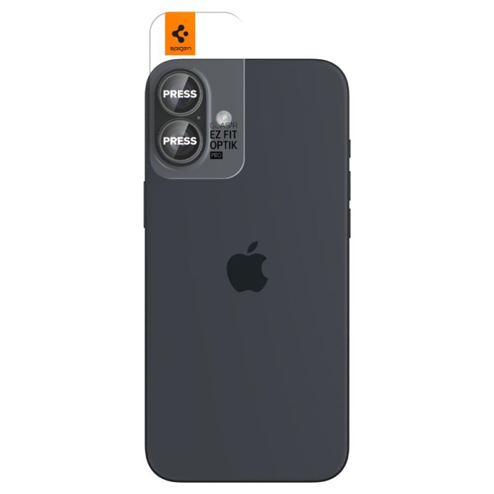 Beskyttelsesfilm for bakre kamera Spigen GlastR EZ FIT Optik Pro for Apple iPhone 17 / 16 Plus / 16, Herdet glass, Sett med 2 stykker, Gjennomsiktig