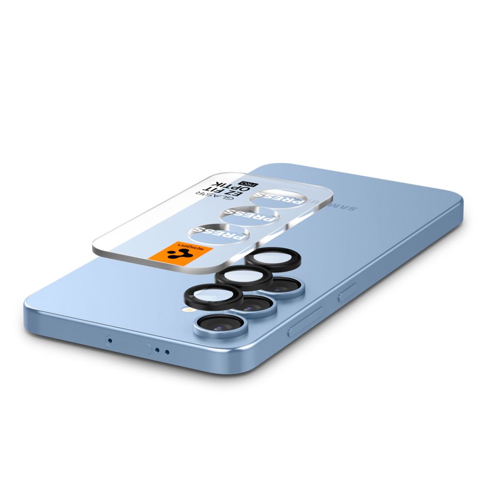 Beskyttelsesfilm for bakre kamera Spigen GlastR EZ FIT Optik Pro HD for Samsung Galaxy S25 S931, Herdet glass, Sett med 2 stykker, Svart AGL09092