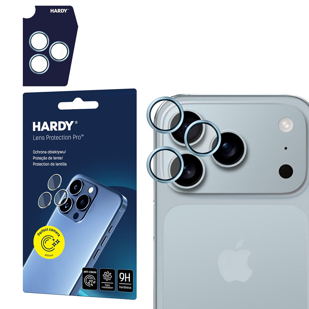 Bakre kamera beskyttelsesfilm 3MK Hardy Protection Pro for Apple iPhone 17 Pro Max / 17 Pro, Herdet glass, Blå