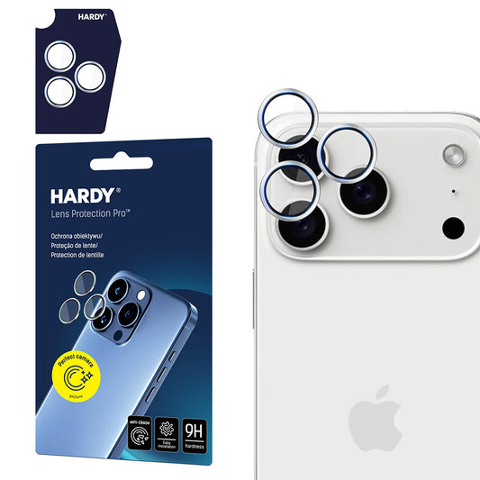 Bakre kamera beskyttelsesfolie 3MK Hardy Protection Pro for Apple iPhone 17 Pro Max / 17 Pro, Herdet glass, Sølv