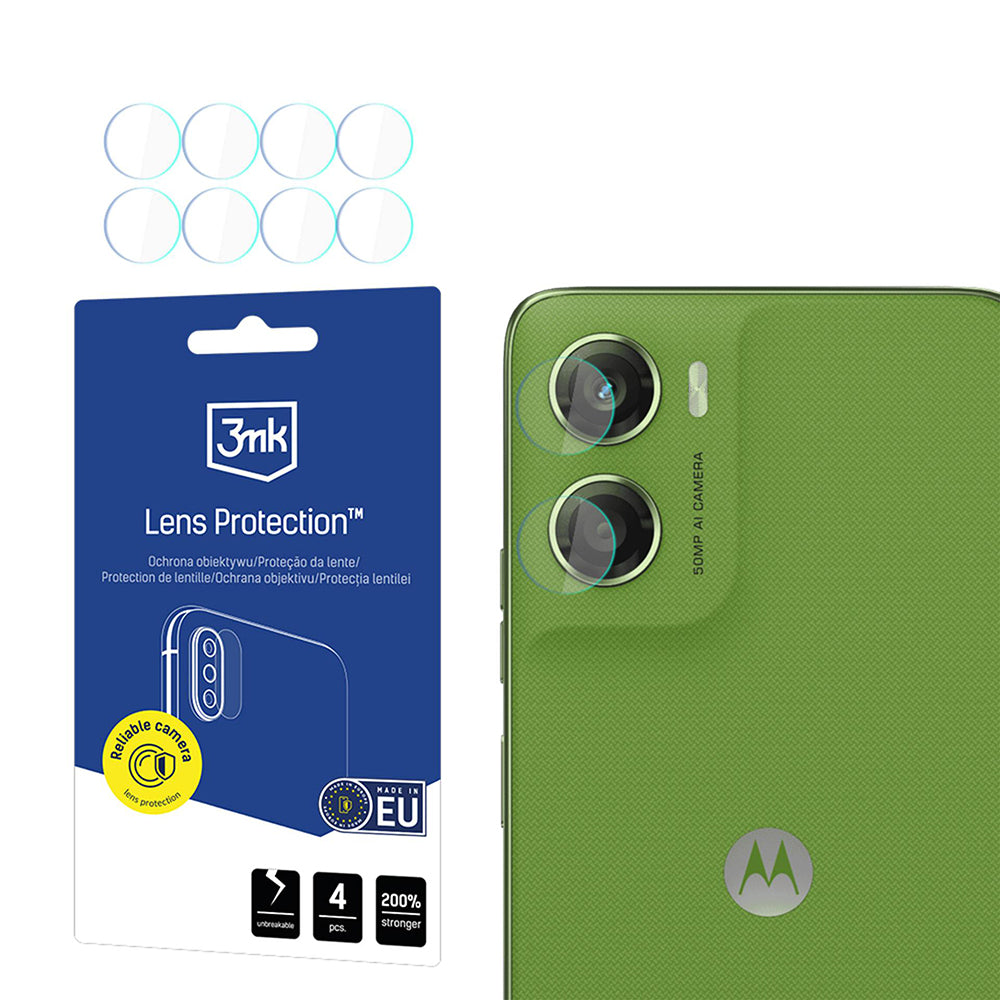 Beskyttelsesfolie for bakre kamera 3MK Protection for Motorola Moto G06, Herdet glass, Sett med 4 stykker, Gjennomsiktig