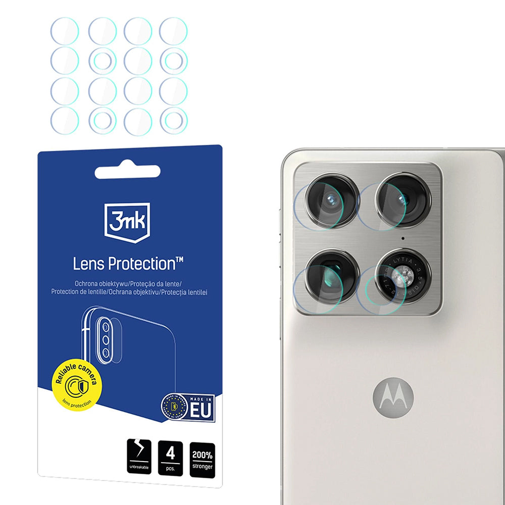 Bakre kamera beskyttelsesfilm 3MK Protection for Motorola Razr Fold, Herdet glass, Sett med 4 stykker, Gjennomsiktig