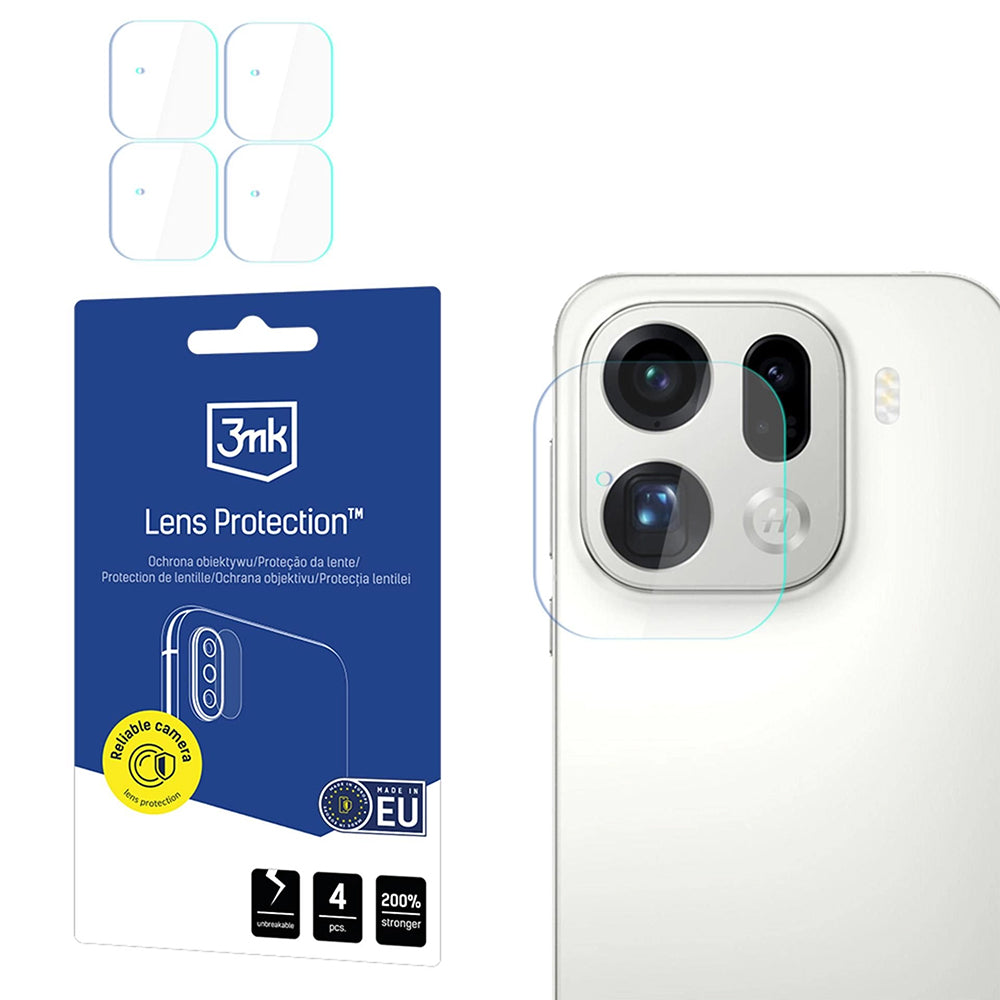 Beskyttelsesfolie for bakre kamera 3MK Protection for Oppo Find X9 Pro, Herdet glass, Sett med 4 stykker, Gjennomsiktig
