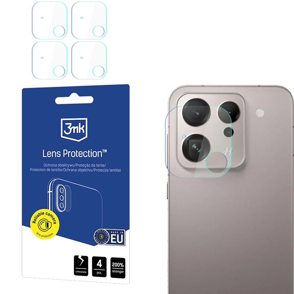 Bakre kamerabeskyttelsesfolie 3MK Protection for Oppo Find X9, Herdet glass, Sett med 4 stykker, Gjennomsiktig