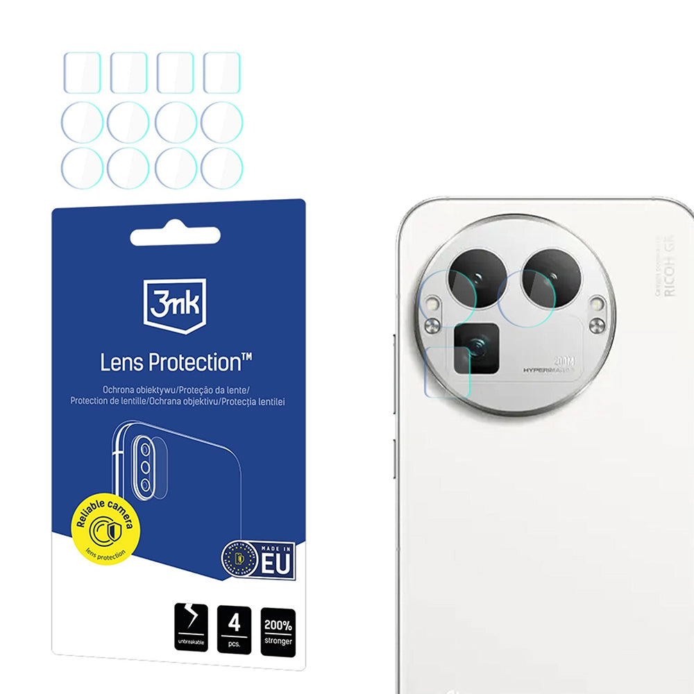 Bakre kamerabeskyttelsesfolie 3MK Protection for Realme GT 8 Pro, Herdet glass, Sett med 4 stykker, Gjennomsiktig