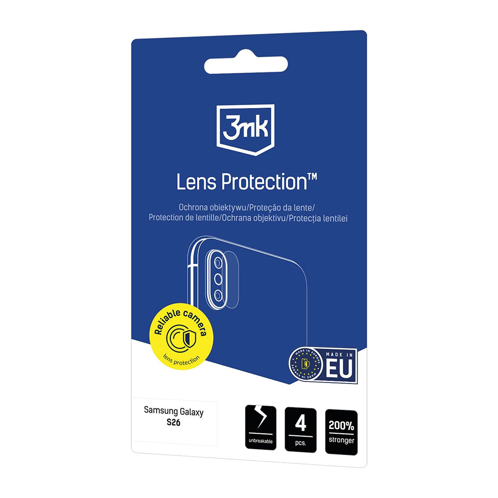Bakre kamerabeskyttelsesfolie 3MK Protection for Samsung Galaxy S26 S942, Herdet glass, Sett med 4 stykker, Gjennomsiktig