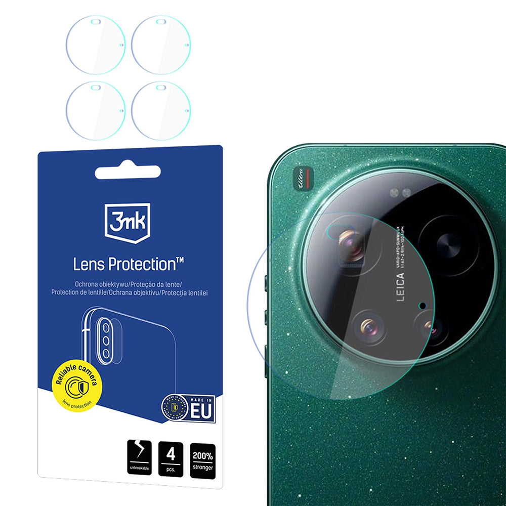Beskyttelsesfolie Bakre Kamera 3MK Protection for Xiaomi 17 Ultra, Fleksibelt Glass, Sett med 4 stykker, Gjennomsiktig