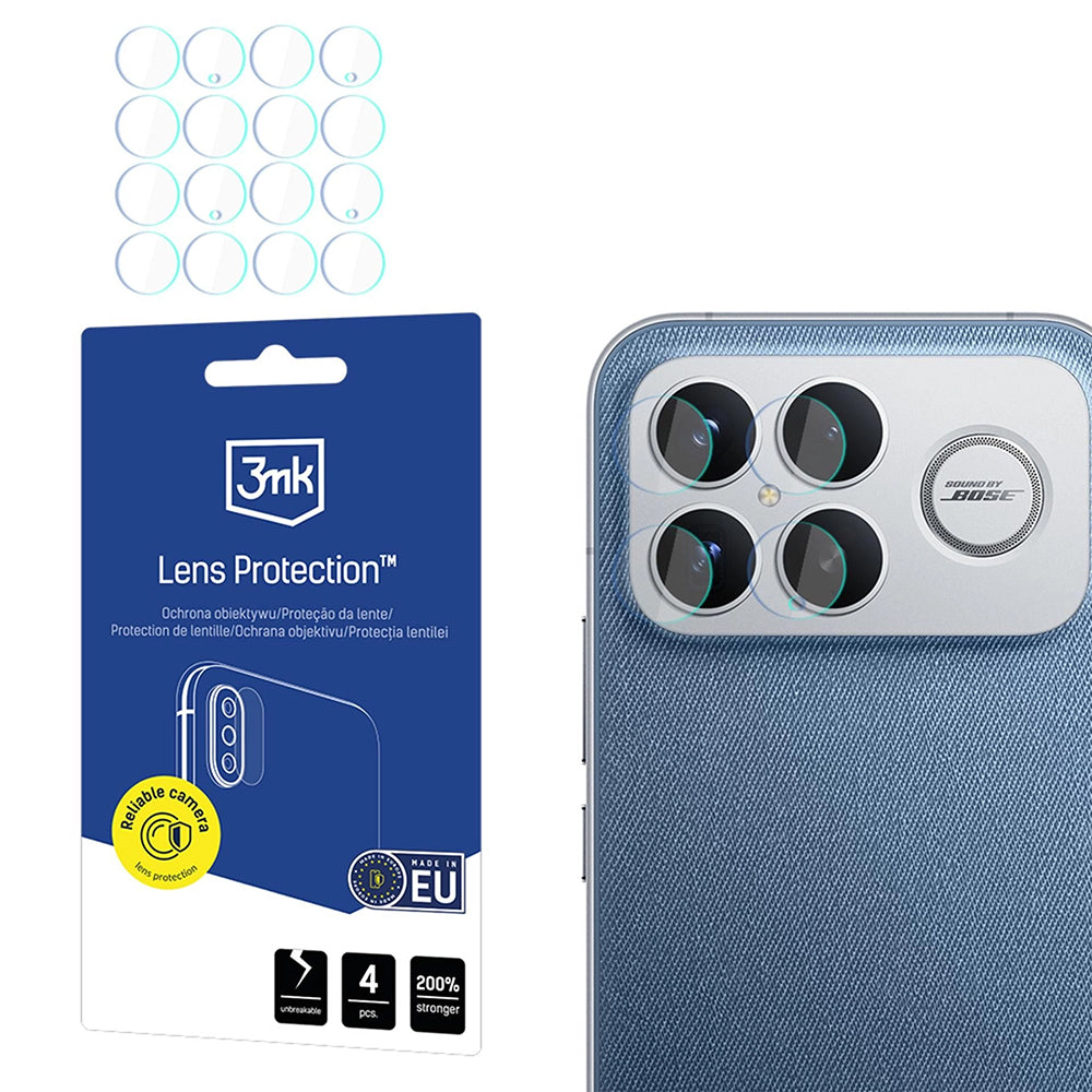 Beskyttelsesfolie Bakre Kamera 3MK Protection for Xiaomi Poco F8 Ultra, Herdet Glass, Sett med 4 stykker, Gjennomsiktig