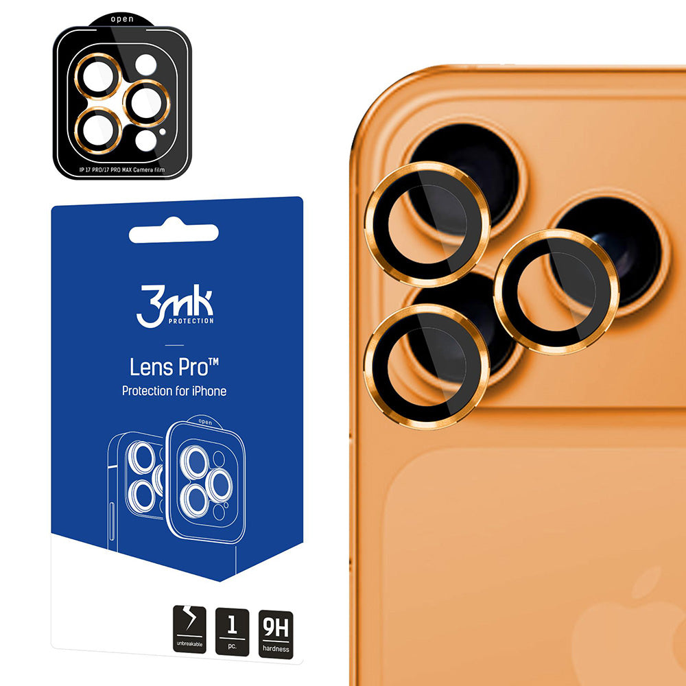 Bakre kamerabeskyttelsesfolie 3MK Protection Pro for Apple iPhone 17 Pro Max / 17 Pro, Herdet glass, Oransje
