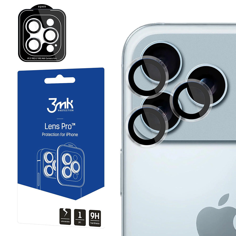 Beskyttelsesfolie for bakre kamera 3MK Protection Pro for Apple iPhone 17 Pro Max / 17 Pro, Herdet glass, Gjennomsiktig