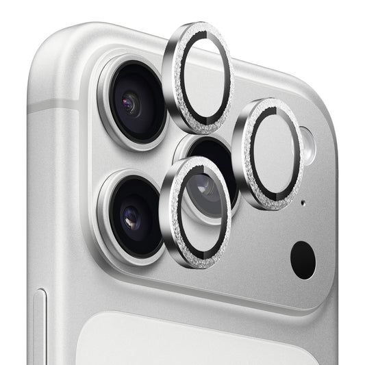 Beskyttelsesfolie for bakre kamera Blueo Glitter Diamond Metal Frame for Apple iPhone 17 Pro Max / 17 Pro, Herdet glass, Sølv