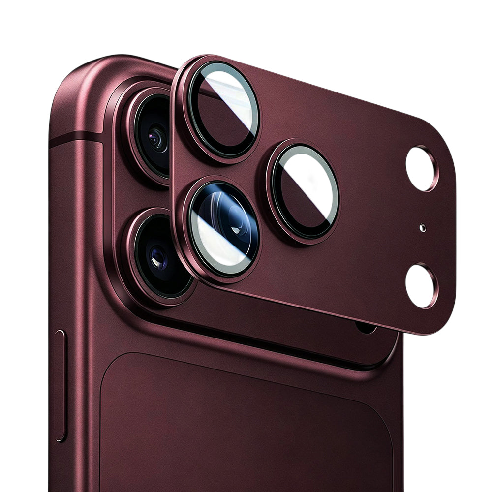 Blueo Integrated Metal beskyttelsesglass til bakkamera for Apple iPhone 18 Pro, herdet glass, burgunder