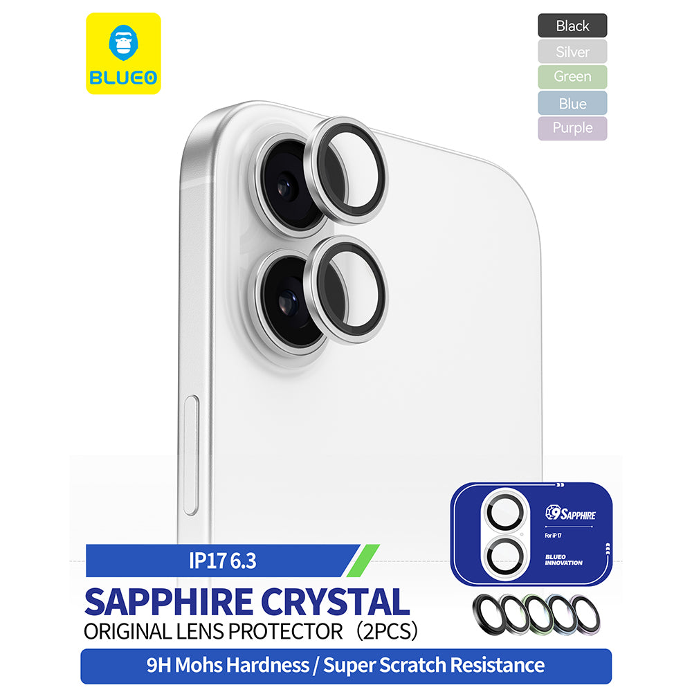 Beskyttelsesfolie for bakre kamera Blueo Sapphire Crystal for Apple iPhone 17, Herdet glass, Blå