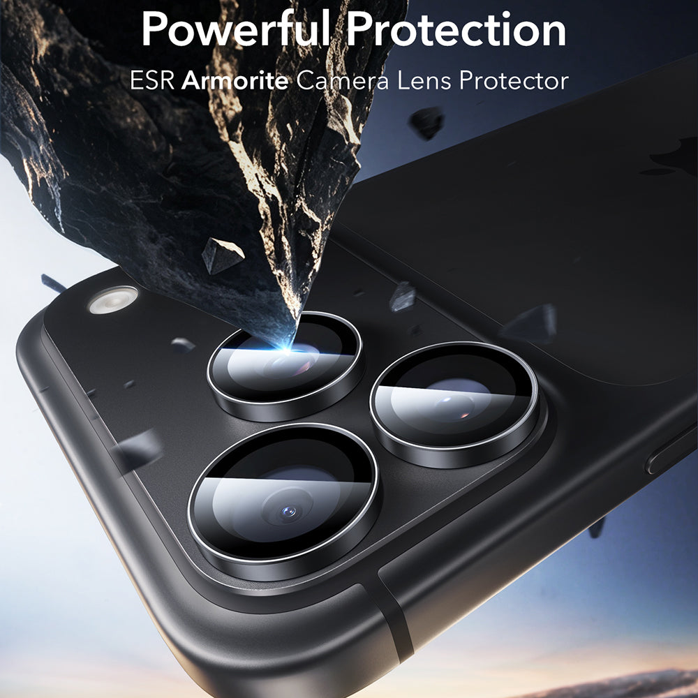 Beskyttelsesfilm for bakre kamera ESR Armorite for Apple iPhone 18 Pro / 18 Pro Max, herdet glass, sett med 2 stk, svart