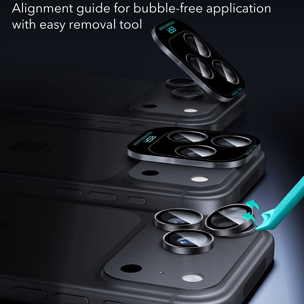 Beskyttelsesfilm for bakre kamera ESR Armorite for Apple iPhone 18 Pro / 18 Pro Max, herdet glass, sett med 2 stk, svart