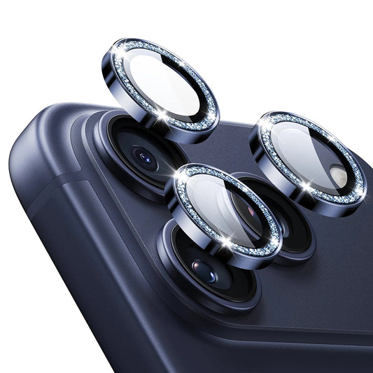 Bakre kamera beskyttelsesfilm ESR Glitter Diamond Armorite for Apple iPhone 17 Pro Max / 17 Pro, Herdet glass, Full lim, Blå