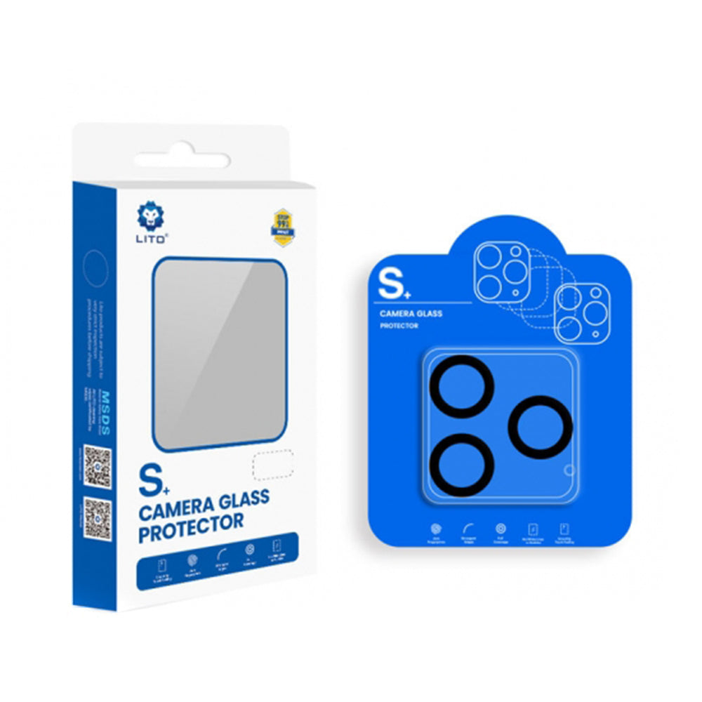 Bakre kameralinsebeskyttelse Lito S+ for Apple iPhone 14 Pro Max / 14 Pro, Herdet glass, Svart