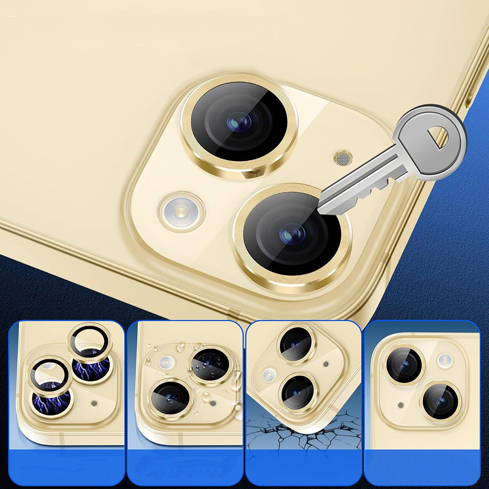 Beskyttelsesfilm for bakre kamera Lito S+ for Apple iPhone 14, Herdet glass, Gul