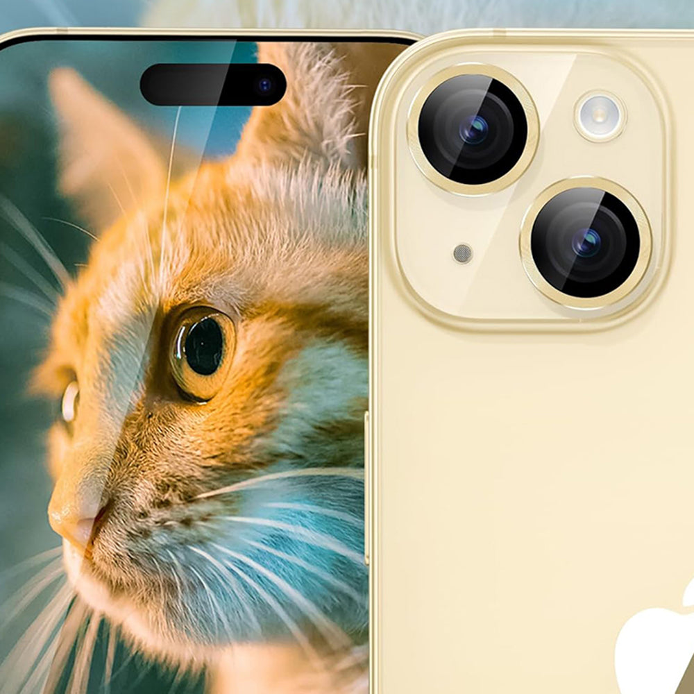Beskyttelsesfilm for bakre kamera Lito S+ for Apple iPhone 14, Herdet glass, Gul