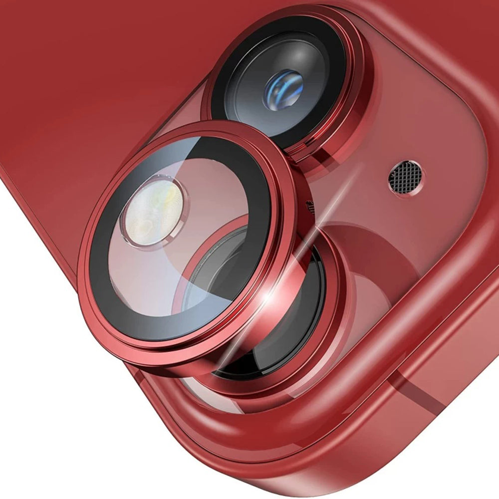 Bakre kameralinsebeskyttelse Lito S+ for Apple iPhone 14, Herdet glass, Rød