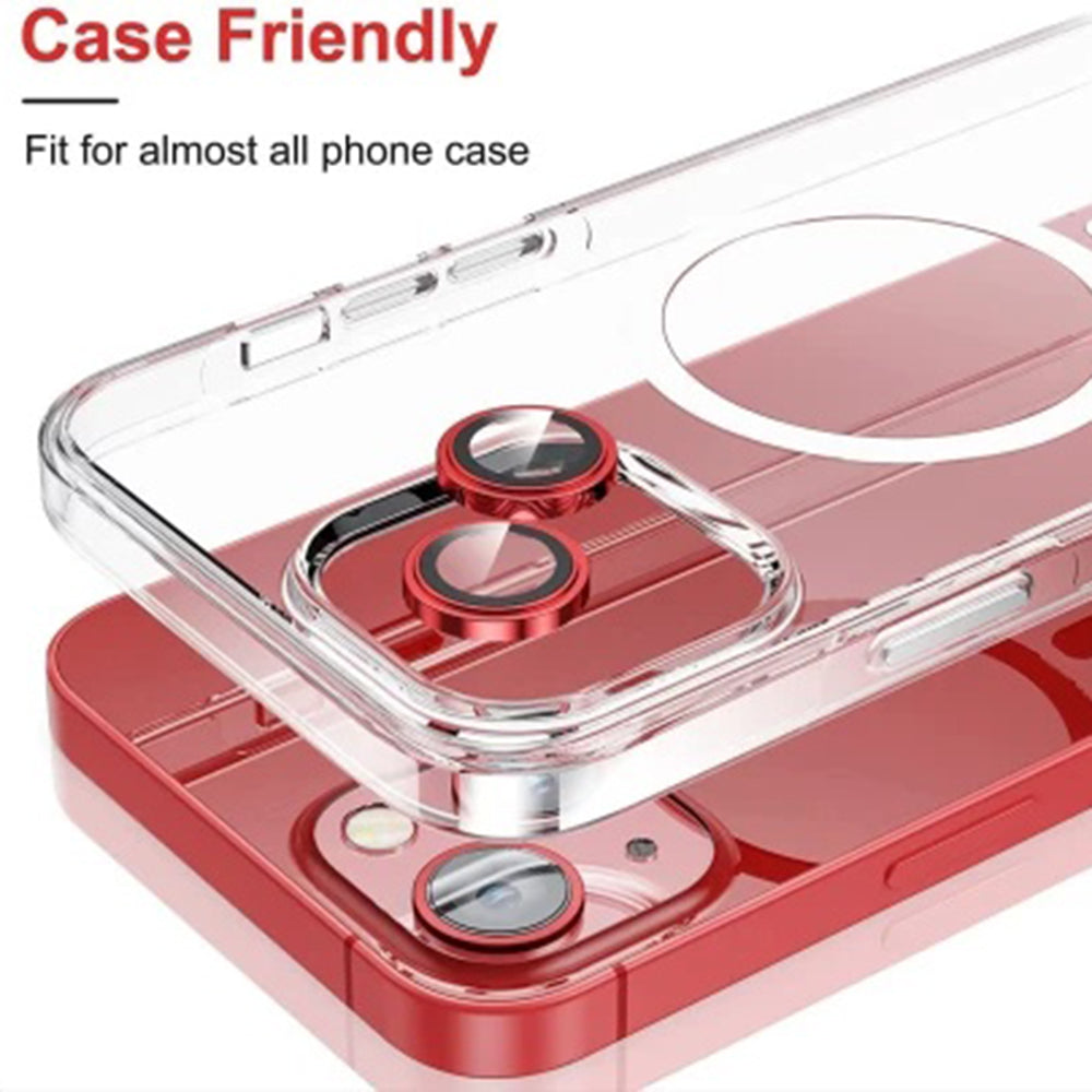 Bakre kameralinsebeskyttelse Lito S+ for Apple iPhone 14, Herdet glass, Rød