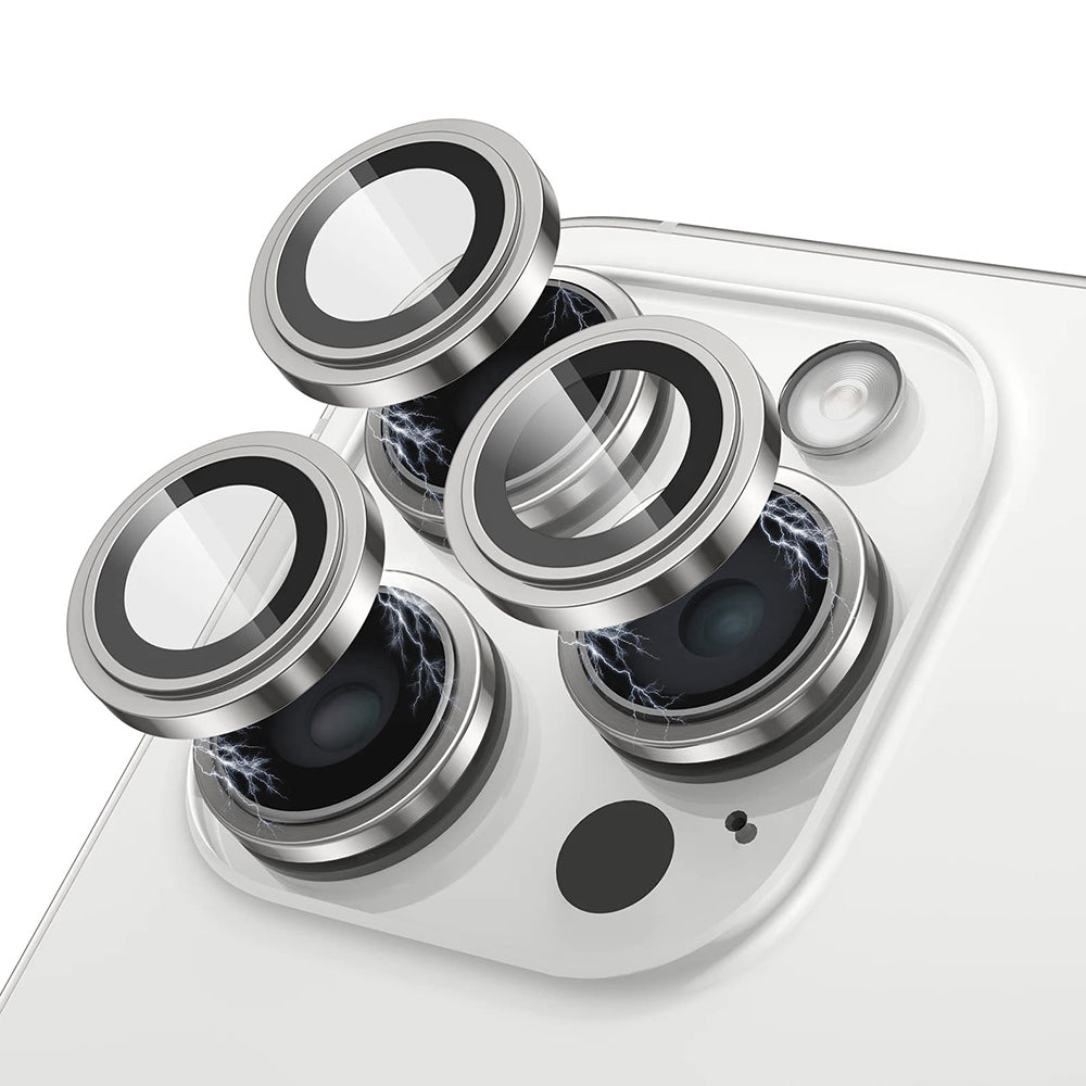Bakre kameralinsebeskyttelse Lito S+ for Apple iPhone 15 Pro Max / 15 Pro, Herdet glass, Sølv