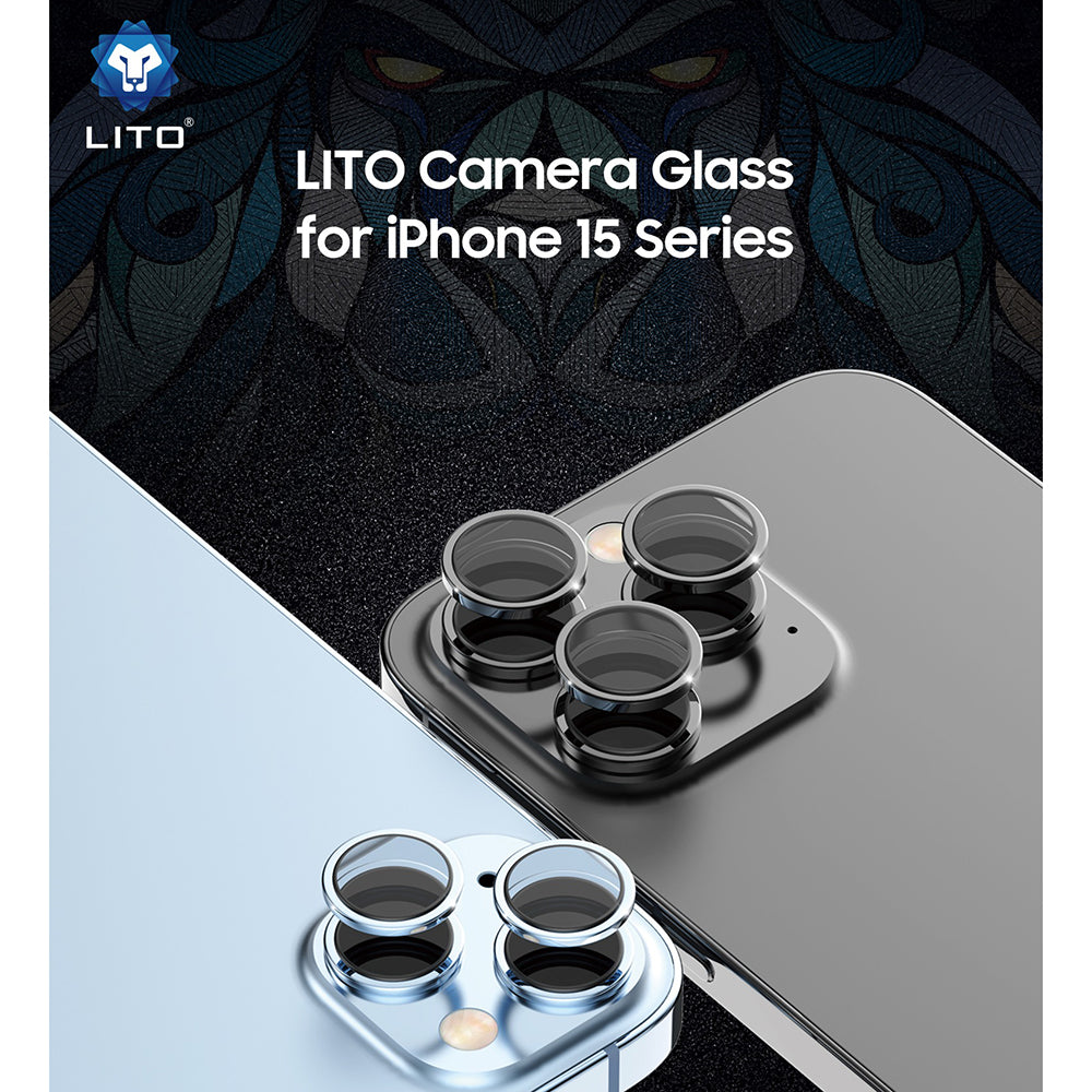 Bakre kameralinsebeskyttelse Lito S+ for Apple iPhone 15 Pro Max / 15 Pro, Herdet glass, Sølv