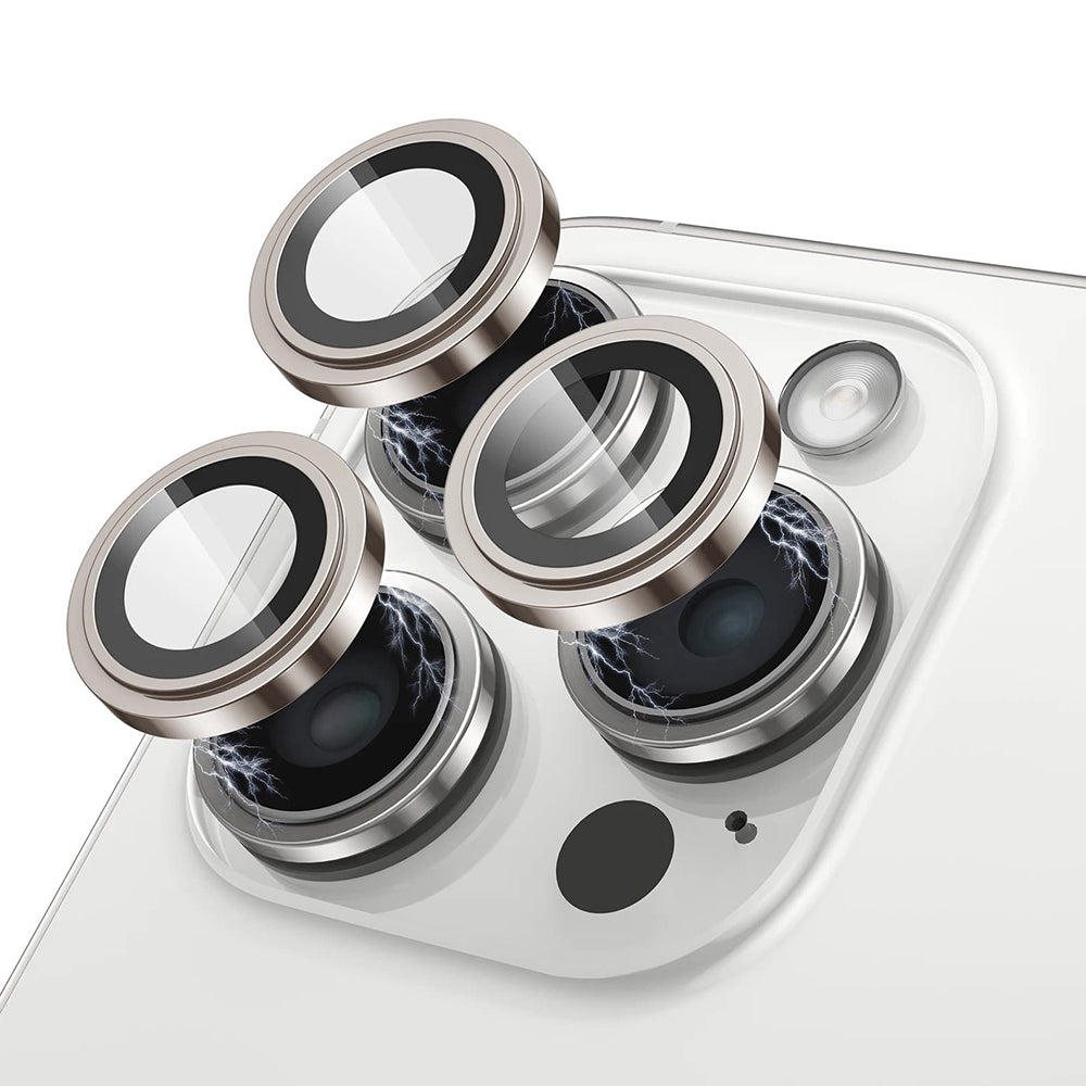 Bakre kameralinsebeskyttelse Lito S+ for Apple iPhone 15 Pro Max / 15 Pro, Herdet glass, Metallisk grå