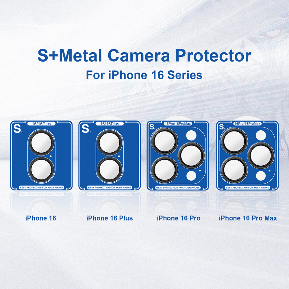 Bakre kamerabeskyttelsesfilm Lito S+ for Apple iPhone 16 Plus / 16, Herdet glass, svart