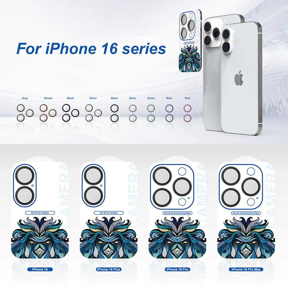 Bakre kameralinsebeskyttelse Lito S+ for Apple iPhone 16 Pro Max / 16 Pro, Herdet glass, Svart
