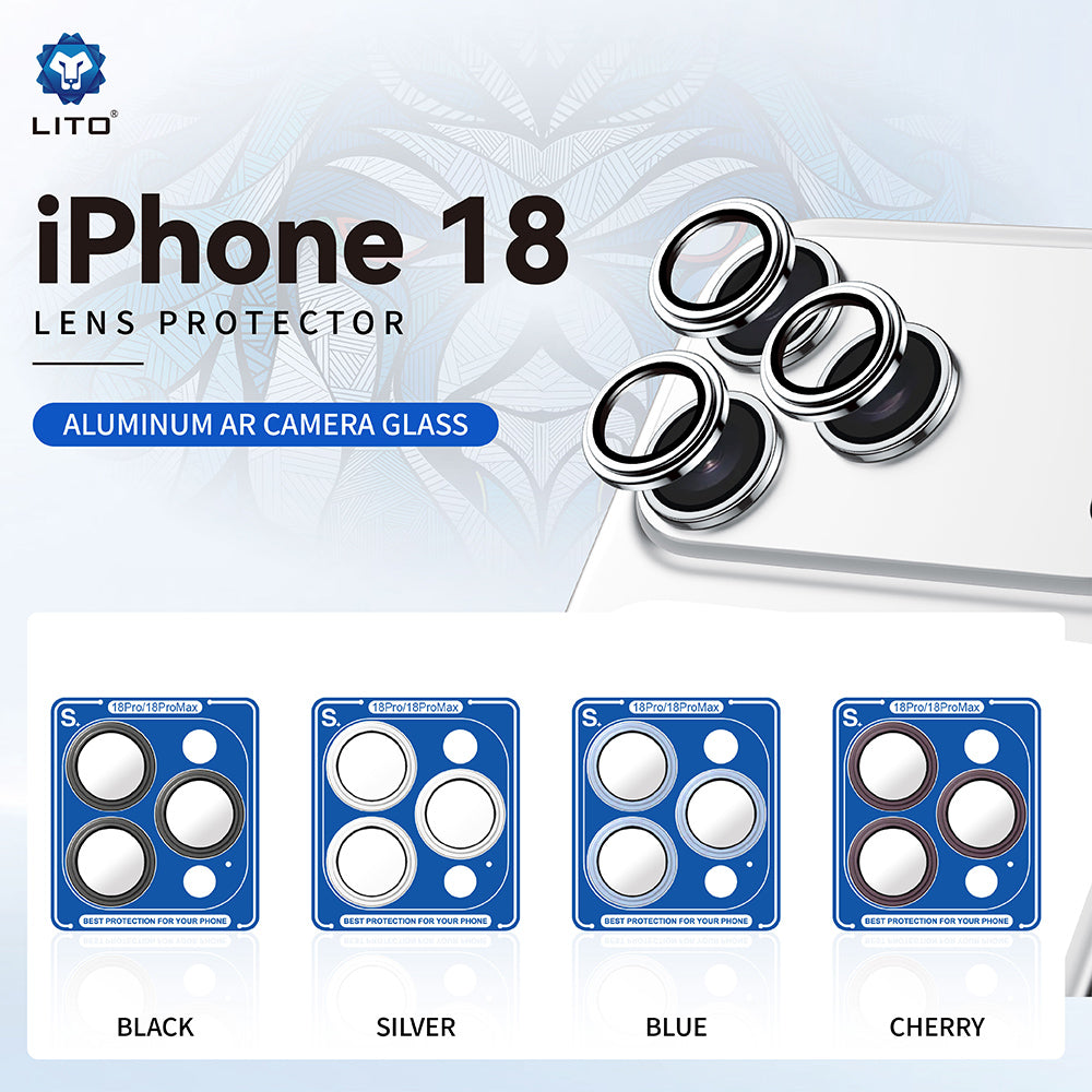 Bakre kameralinsebeskyttelse Lito S+ for Apple iPhone 18 Pro / 18 Pro Max, Herdet glass, Burgunder