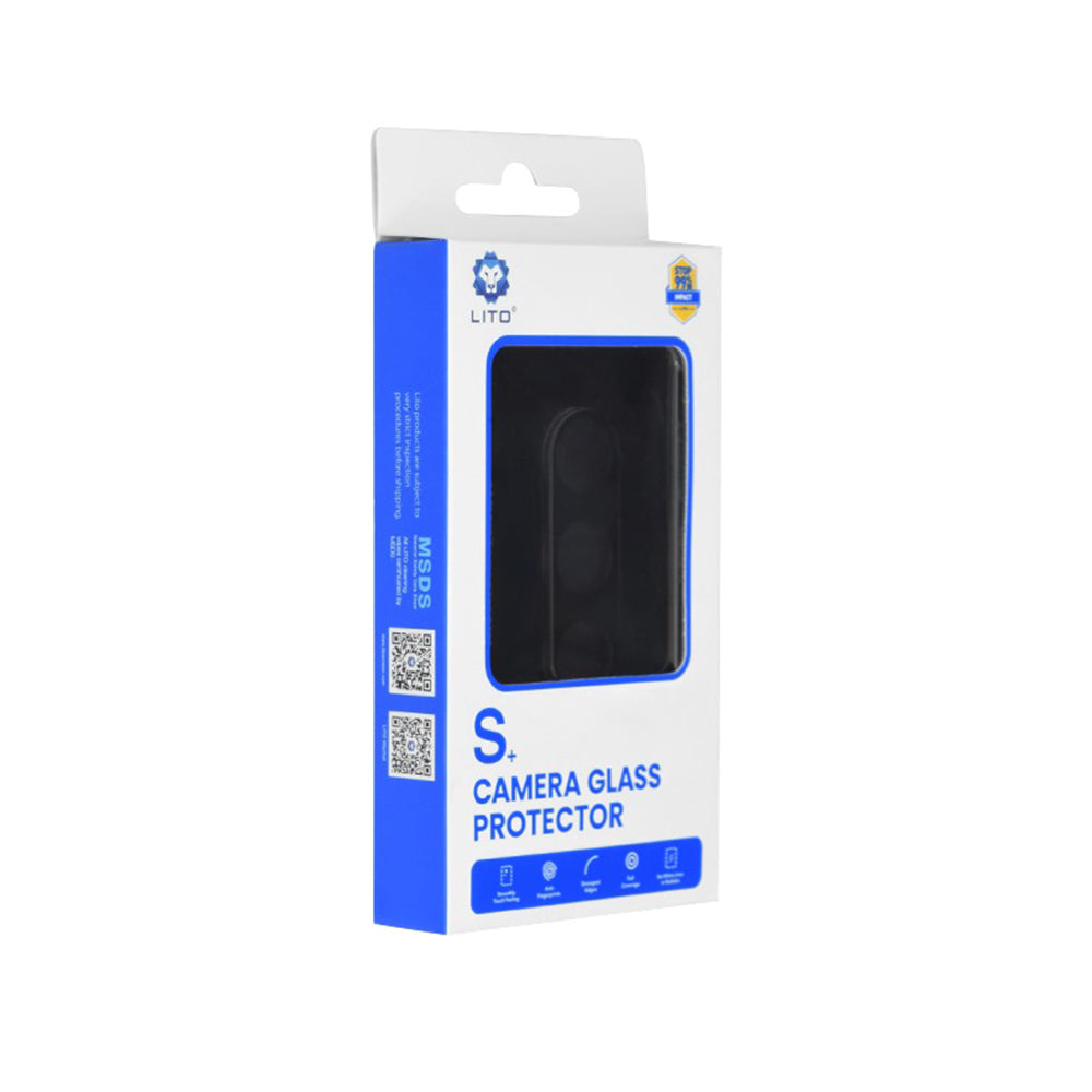 Bakre kameralinsebeskyttelse Lito S+ for Samsung Galaxy S24+ S926, Herdet glass, Svart