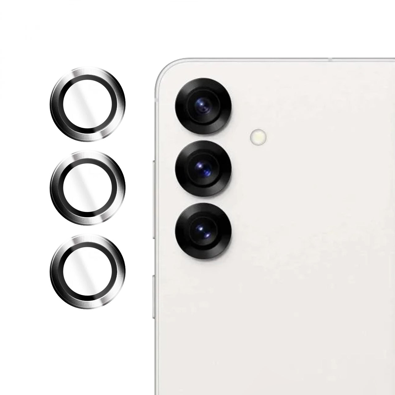 Bakre kameralinsebeskyttelse Lito S+ for Samsung Galaxy S25+ S936, Herdet glass, Sølv