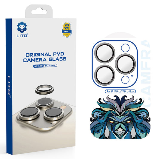 Beskyttelsesfolie Lito Titanium AR for bakre kamera til Apple iPhone 17 Pro Max / 17 Pro, Herdet glass, Grå