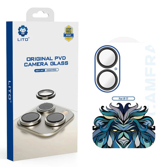 Beskyttelsesfolie Lito Titanium AR for bakre kamera til Apple iPhone 17, Herdet glass, Svart