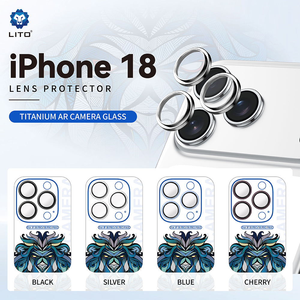 Bakre kameralinsebeskyttelse Lito Titanium AR for Apple iPhone 18 Pro / 18 Pro Max, Herdet glass, Sølv