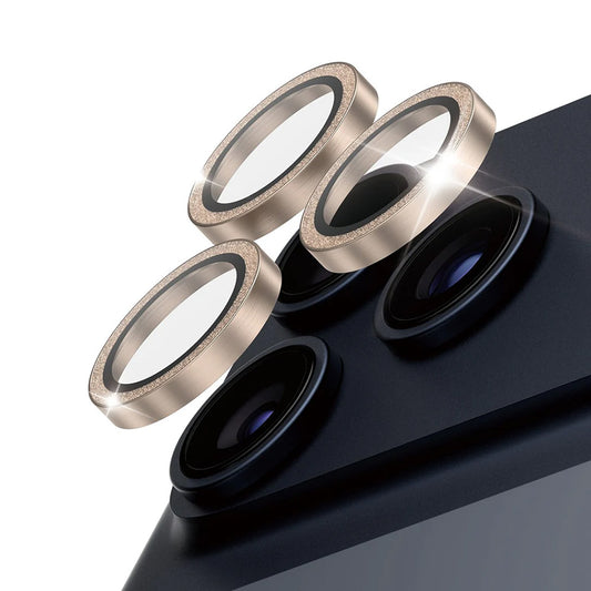 Bakre kamera beskyttelsesfilm PanzerGlass Hoops Glitter for Apple iPhone 17 Pro Max / 17 Pro / 16 Pro Max / 16 Pro, Herdet glass, Gull
