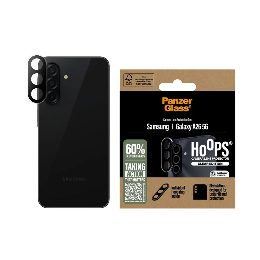 Beskyttelsesfolie for bakre kamera PanzerGlass Hoops for Samsung Galaxy A26 A266, Herdet glass, Gjennomsiktig