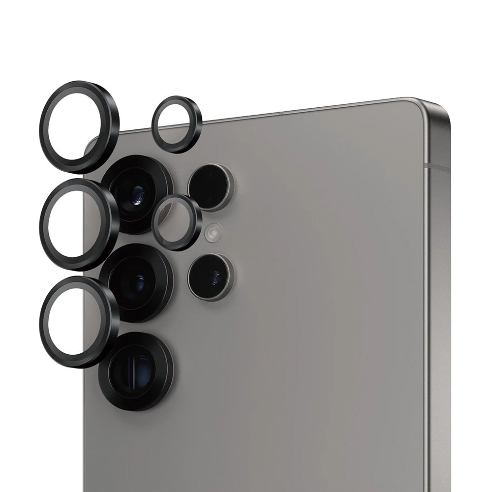 Beskyttelsesfolie for bakre kamera PanzerGlass Hoops for Samsung Galaxy S25 Ultra S938, Herdet glass, Svart