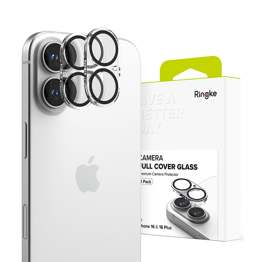 Ringke bakkamera beskyttelsesfilm for Apple iPhone 16 Plus / 16, herdet glass, sett med 2 stk, gjennomsiktig