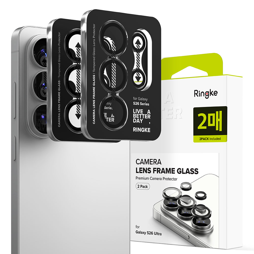 Beskyttelsesfolie Ringke Bakre Kamera for Samsung Galaxy S26 Ultra S948, Herdet Glass, Sett med 2 stykker, Svart