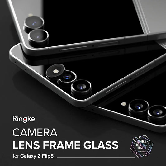 Ringke bakkamera beskyttelsesfilm for Samsung Galaxy Z Flip8 F776, herdet glass, sett med 2 stk, svart