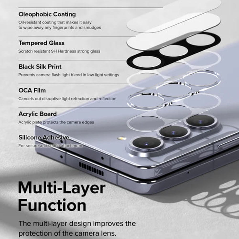 Ringke bakkamera beskyttelsesfilm for Samsung Galaxy Z Fold5 F946, herdet glass, sett med 2 stk, gjennomsiktig