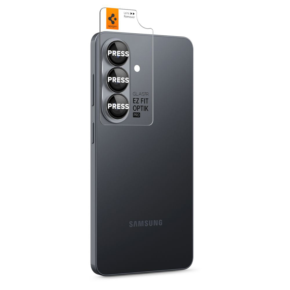 Bakre kamera beskyttelsesfilm Spigen GlastR EZ FIT Optik Pro HD for Samsung Galaxy S26 S942, Herdet glass, Sett med 2 stykker, Svart AGL11099