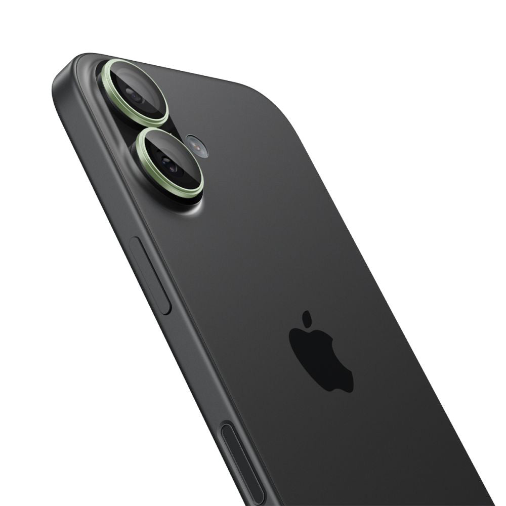 Bakre kamerabeskyttelsesfolie Spigen GlastR EZ FIT Optik Pro for Apple iPhone 17 / 16 Plus / 16, Herdet glass, Sett med 2 stykker, Grønn AGL10128