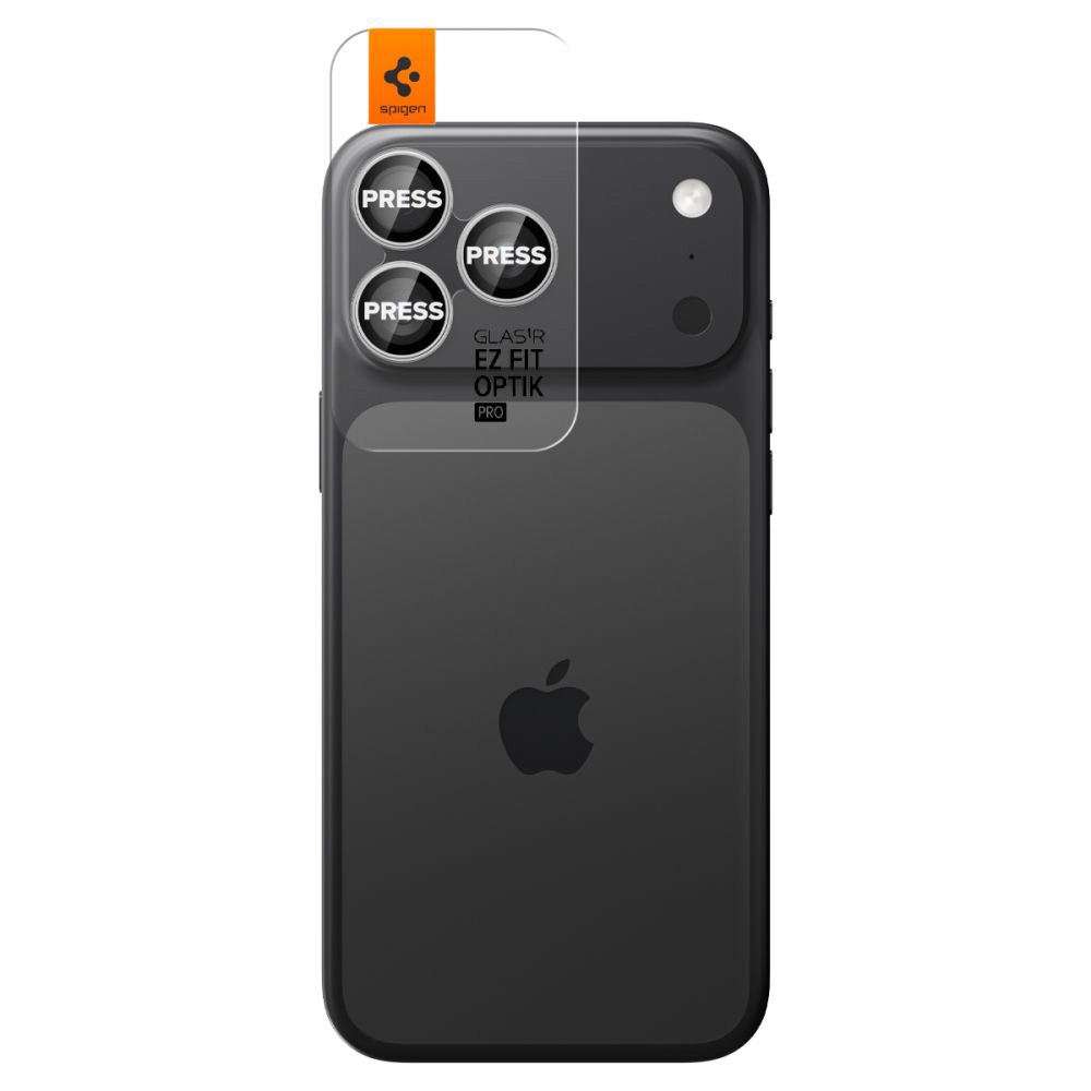 Bakre kamerabeskyttelsesfolie Spigen GlastR EZ FIT Optik Pro for Apple iPhone 17 Pro Max / 17 Pro, Herdet glass, Sett med 2 stykker, Sølvfarget