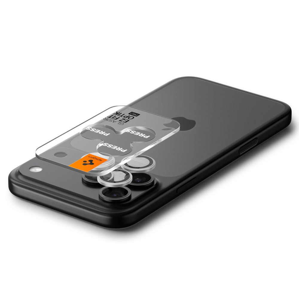 Bakre kamerabeskyttelsesfolie Spigen GlastR EZ FIT Optik Pro for Apple iPhone 17 Pro Max / 17 Pro, Herdet glass, Sett med 2 stykker, Sølvfarget