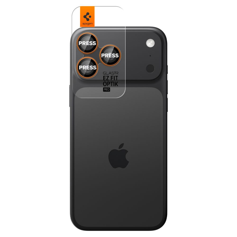 Beskyttelsesfilm for bakre kamera Spigen GlastR EZ FIT Optik Pro for Apple iPhone 17 Pro Max / 17 Pro, Herdet glass, Sett med 2 stykker, Oransje