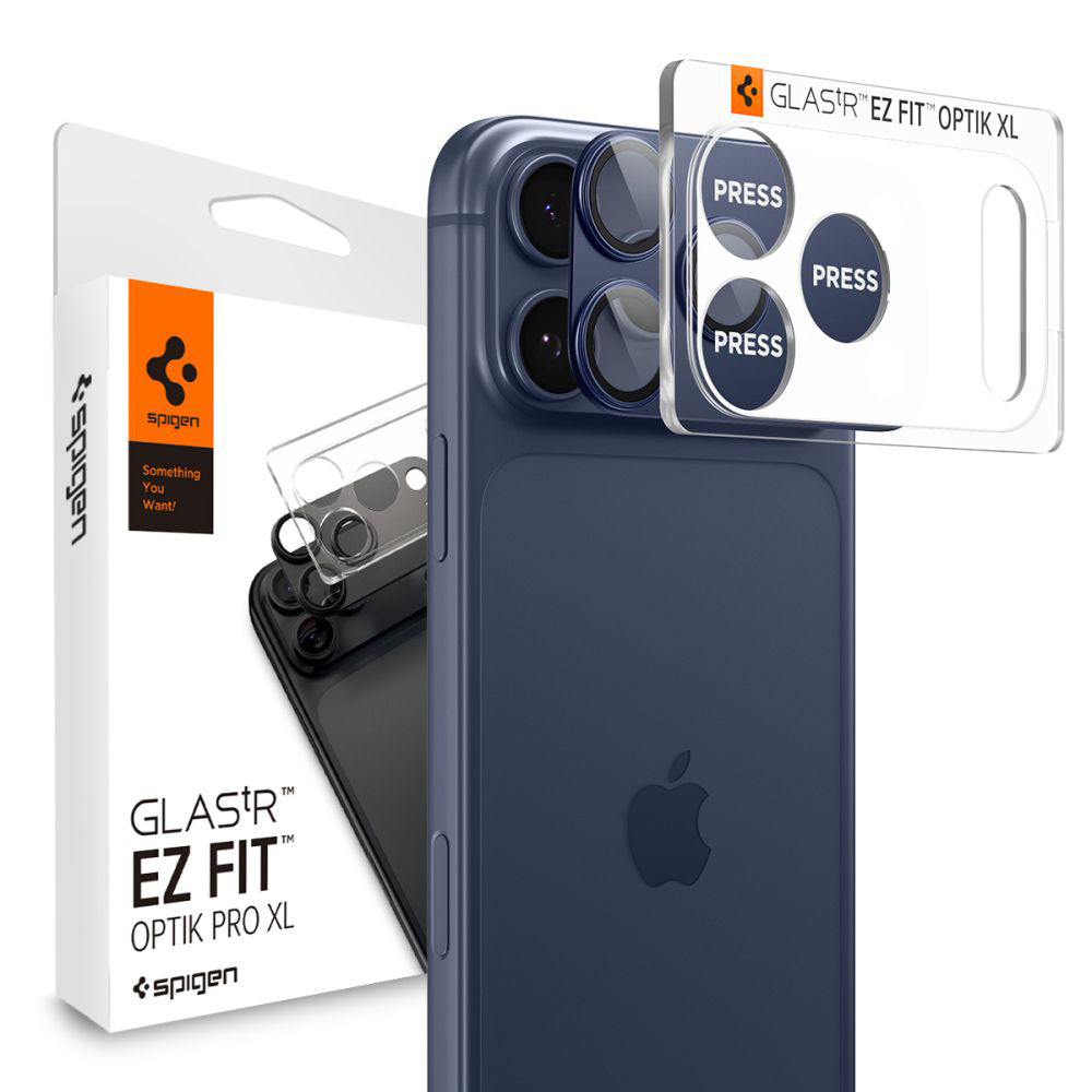 Bakre kamerabeskyttelsesfolie Spigen GlastR EZ FIT Optik Pro XL for Apple iPhone 17 Pro, Herdet glass, Blå AGL10646
