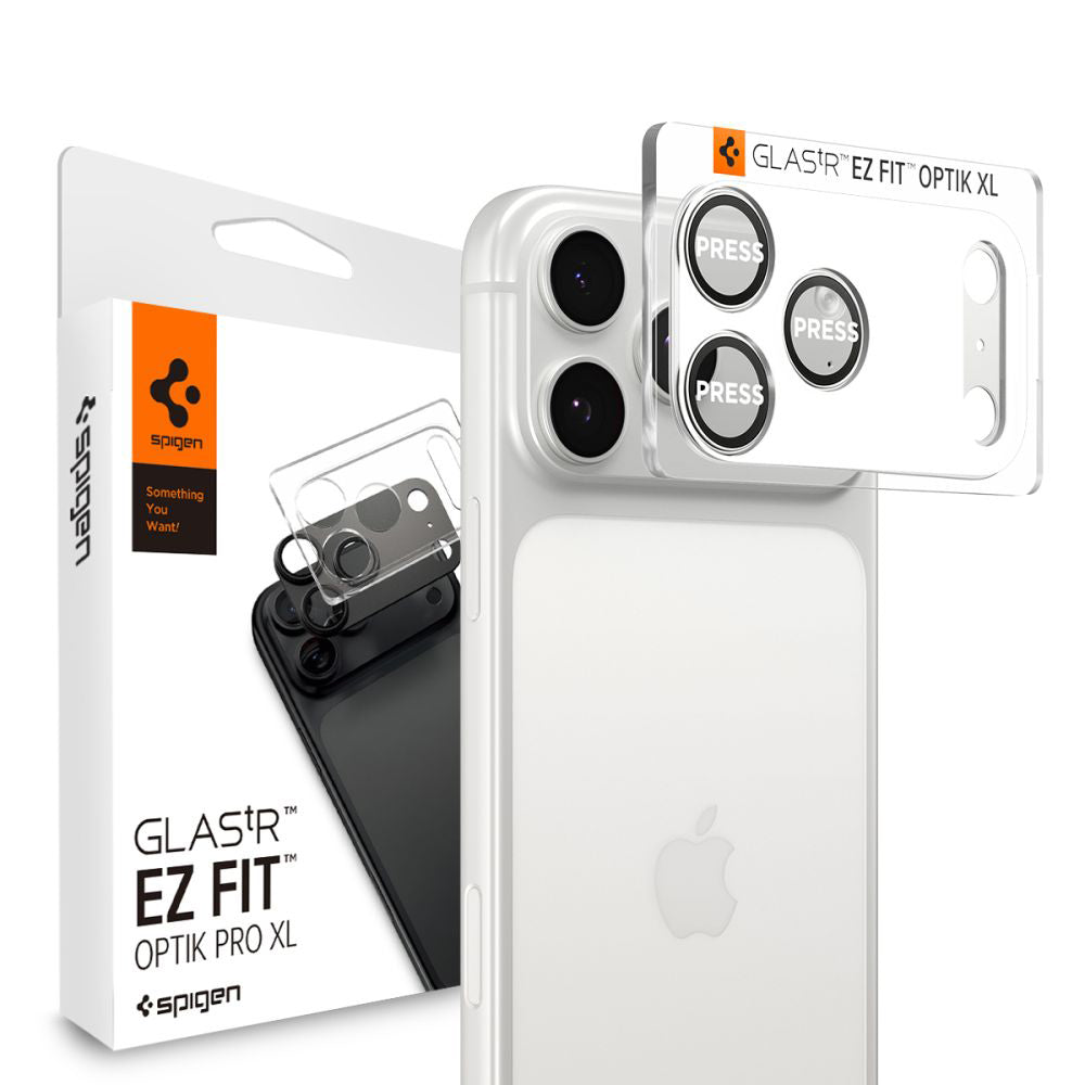 Bakre kamerabeskyttelsesfolie Spigen GlastR EZ FIT Optik Pro XL for Apple iPhone 17 Pro Max, Herdet glass, Sølv AGL10652